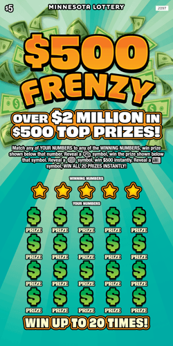 $500 Frenzy scratch-off ticket