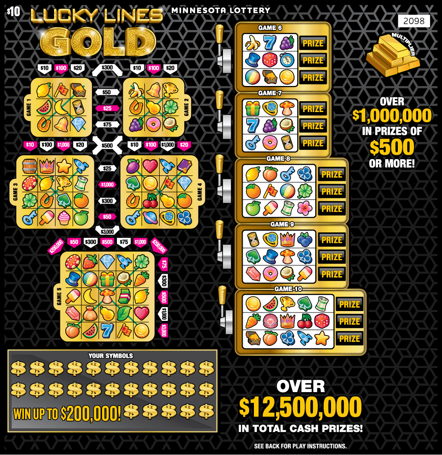 Lucky Lines Gold scratch-off ticket