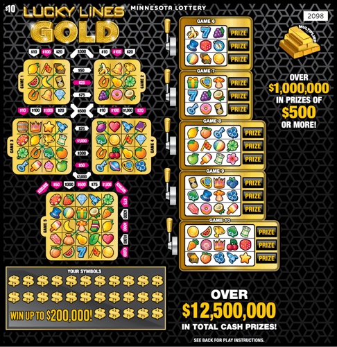 Lucky Lines Gold scratch-off ticket
