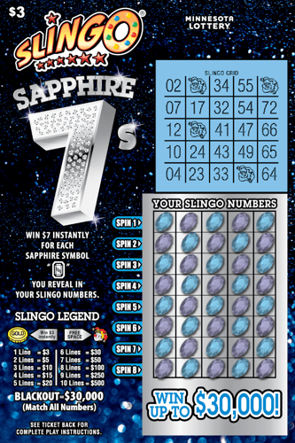 Slingo® Sapphire 7s scratch-off ticket