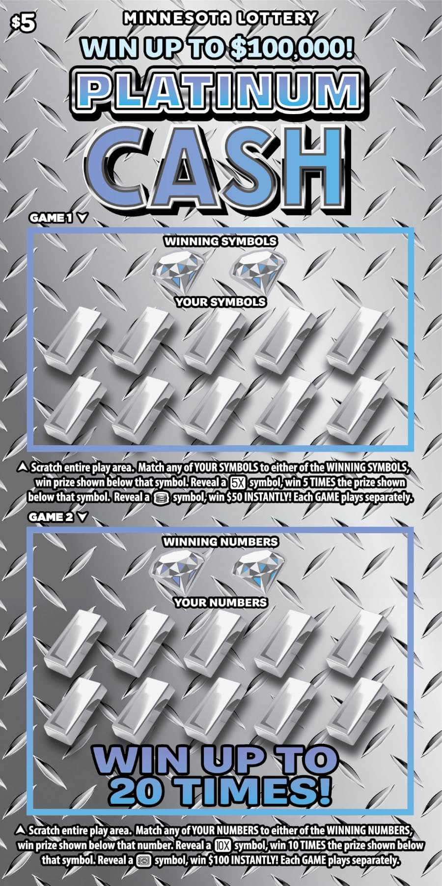 Platinum Cash scratch-off ticket