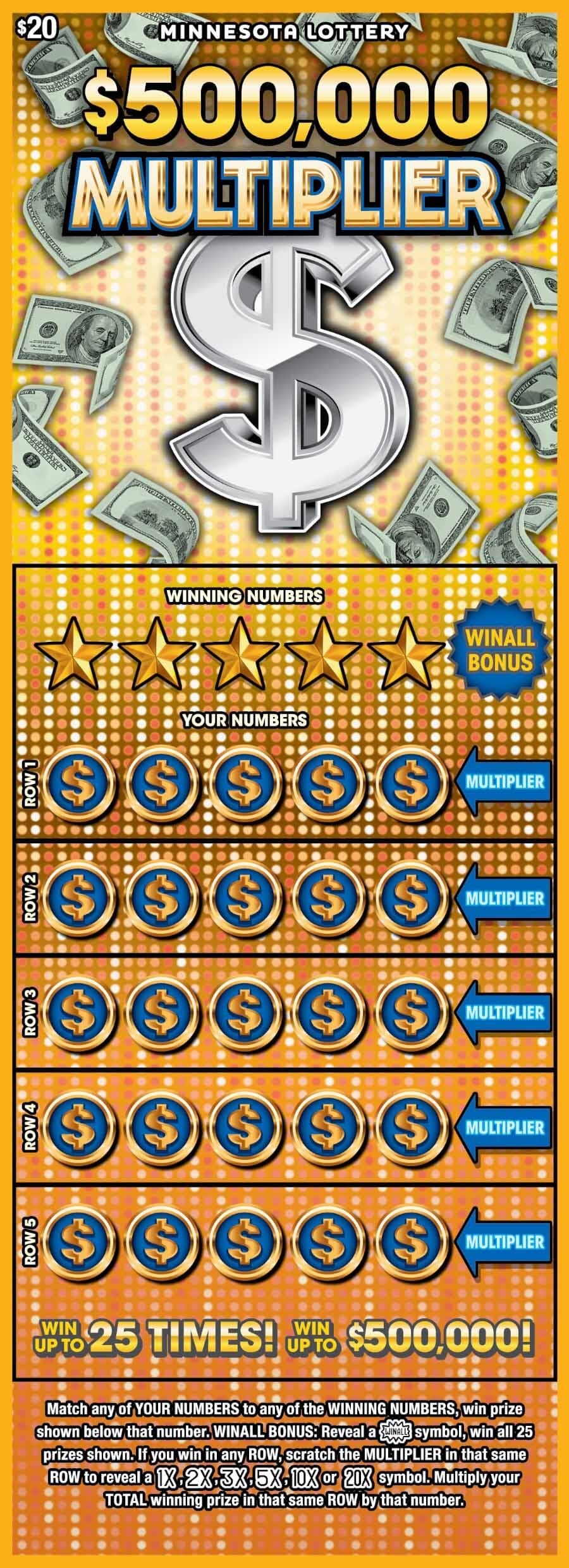 $500,000 Multiplier scratch-off ticket