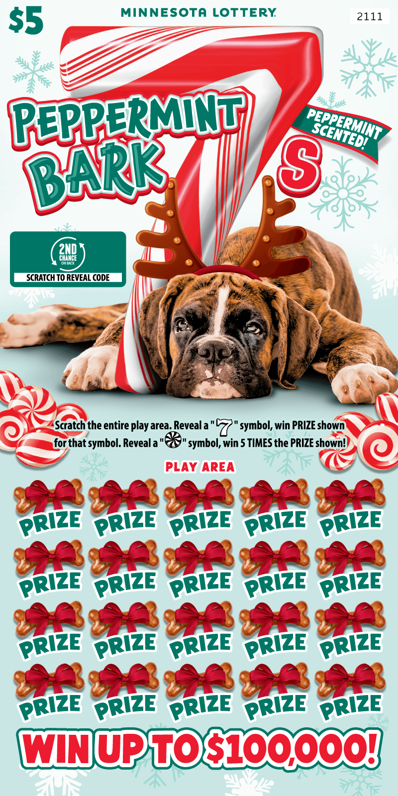 Peppermint Bark 7s scratch-off ticket