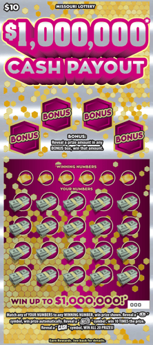 $1,000,000 CASH PAYOUT scratch-off ticket