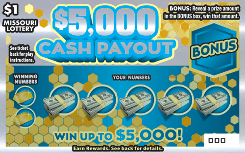 $5,000 CASH PAYOUT scratch-off ticket