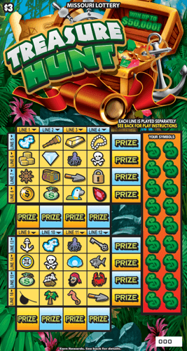 TREASURE HUNT scratch-off ticket