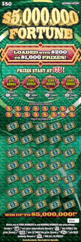 $5,000,000 FORTUNE scratch-off ticket