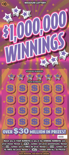 $1,000,000 WINNINGS scratch-off ticket