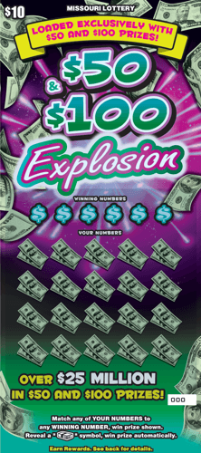 $50 & $100 EXPLOSION scratch-off ticket
