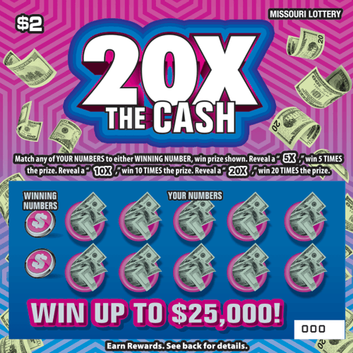20X THE CASH scratch-off ticket