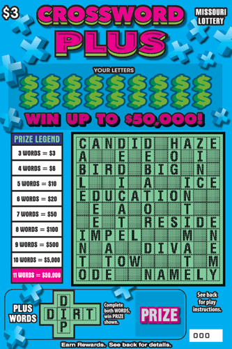 CROSSWORD PLUS scratch-off ticket