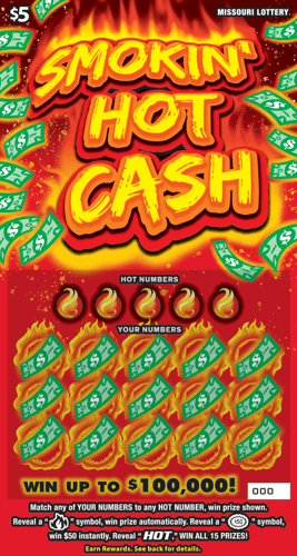 SMOKIN HOT CASH scratch-off ticket