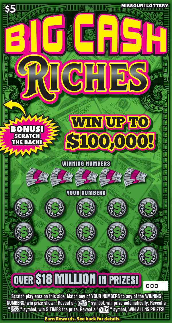 BIG CASH RICHES scratch-off ticket