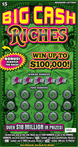 BIG CASH RICHES scratch-off ticket