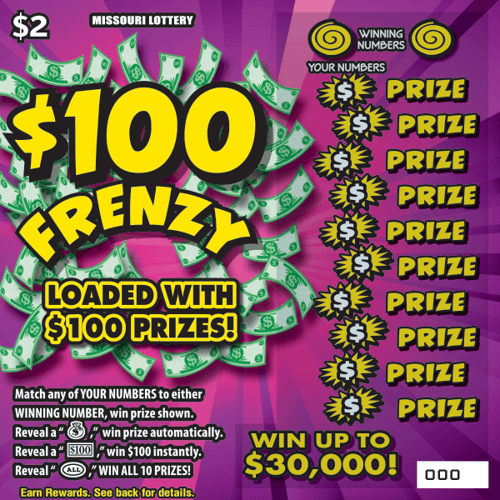 $100 FRENZY scratch-off ticket