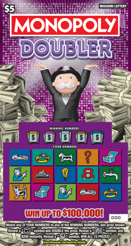 MONOPOLY DOUBLER scratch-off ticket