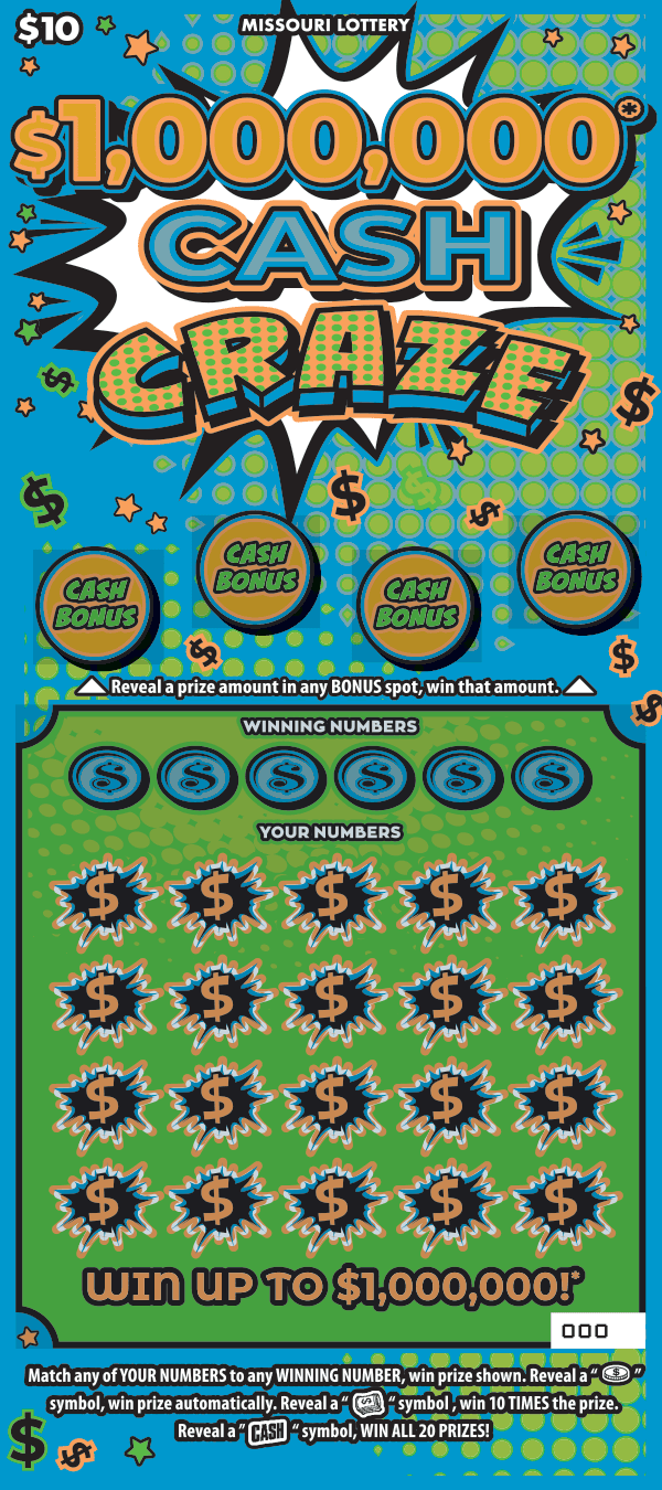 $1,000,000* CASH CRAZE scratch-off ticket