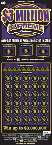 $3 MILLION* SUPREME scratch-off ticket