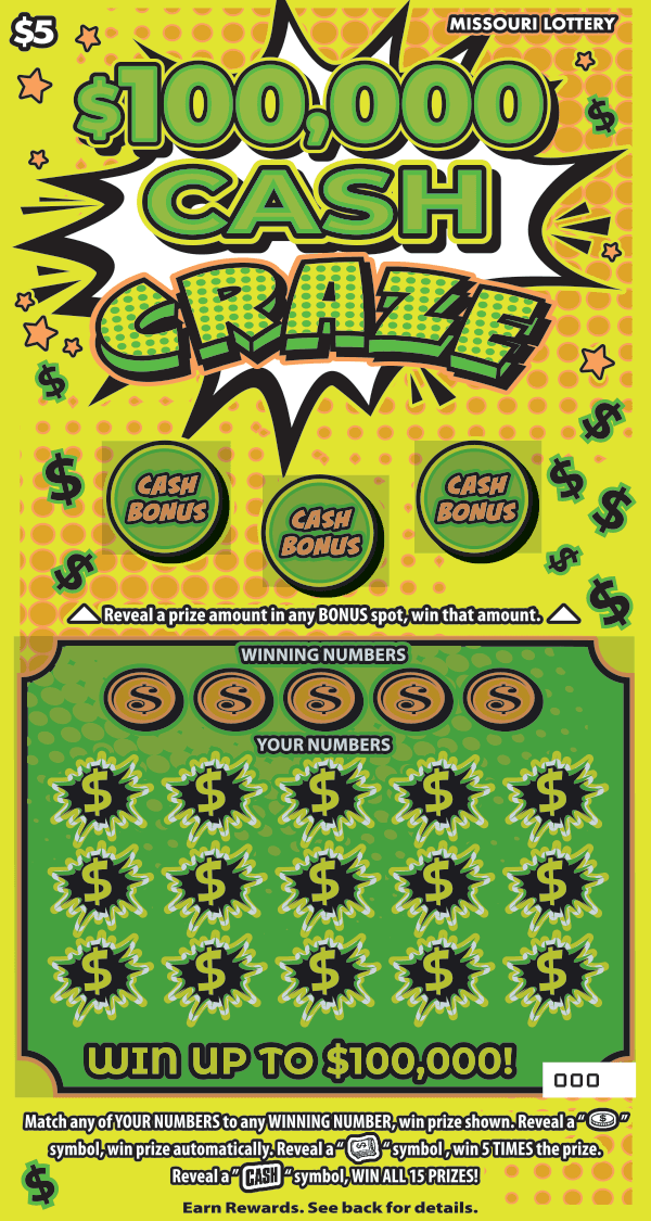 $100,000 CASH CRAZE scratch-off ticket