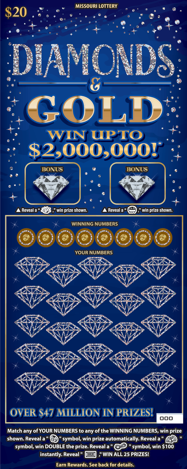 DIAMONDS & GOLD scratch-off ticket