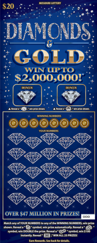 DIAMONDS & GOLD scratch-off ticket