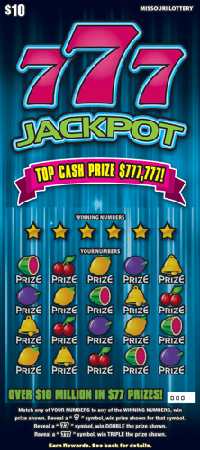 777 JACKPOT scratch-off ticket