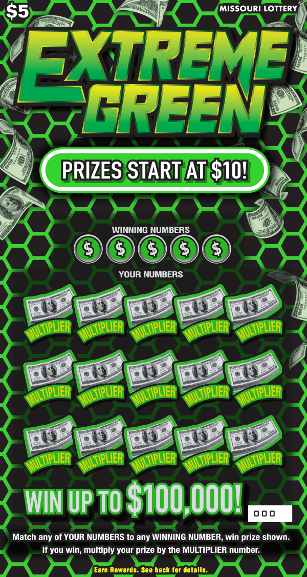 EXTREME GREEN scratch-off ticket