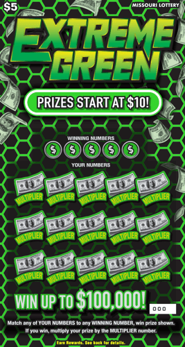 EXTREME GREEN scratch-off ticket