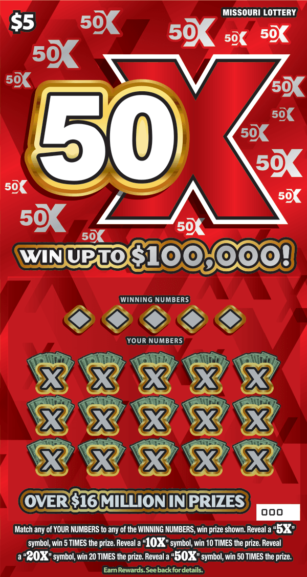 50X scratch-off ticket