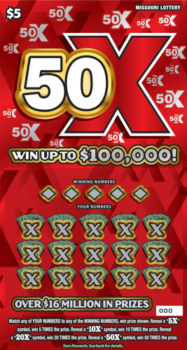 50X scratch-off ticket