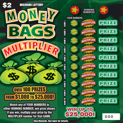 MONEY BAGS MULTIPLIER scratch-off ticket
