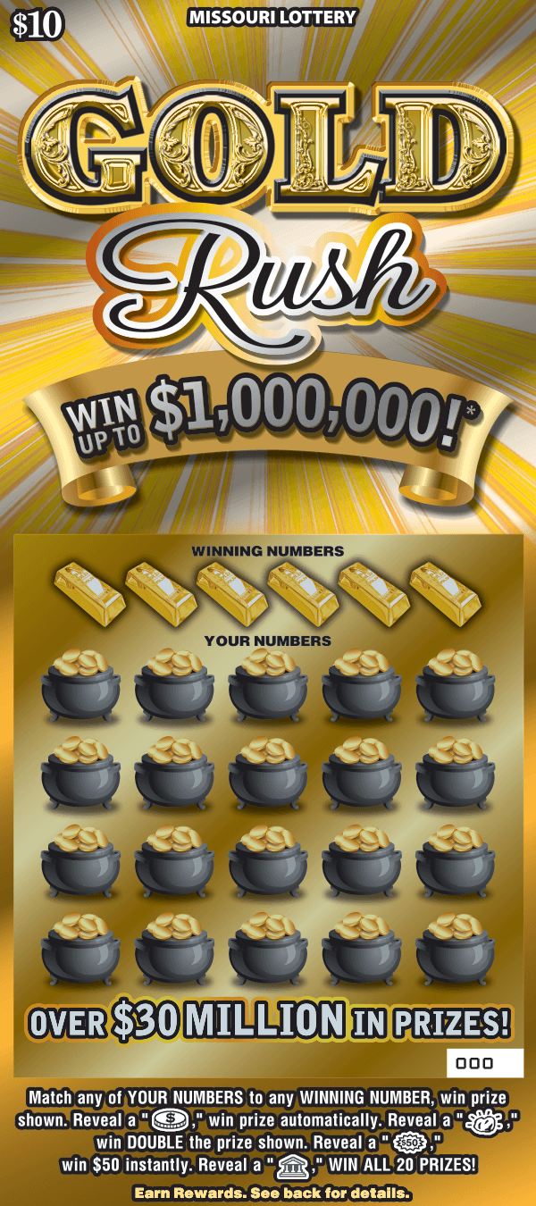 GOLD RUSH scratch-off ticket