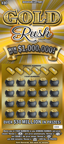 GOLD RUSH scratch-off ticket