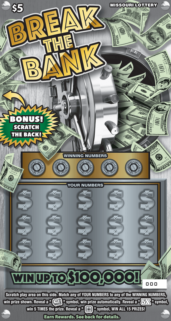 BREAK THE BANK scratch-off ticket
