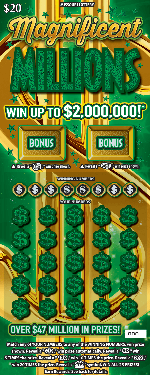 MAGNIFICENT MILLIONS scratch-off ticket