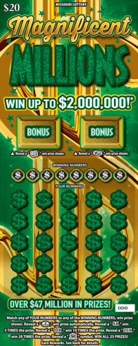 MAGNIFICENT MILLIONS scratch-off ticket