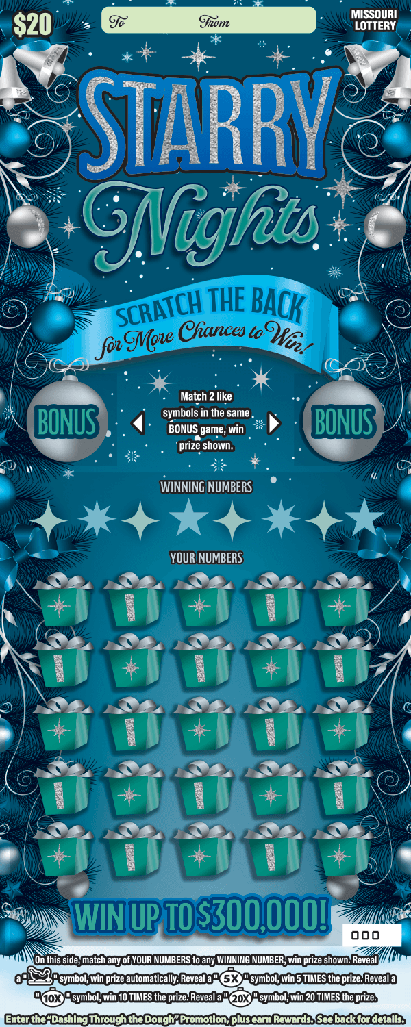 STARRY NIGHTS scratch-off ticket