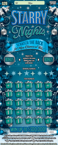 STARRY NIGHTS scratch-off ticket