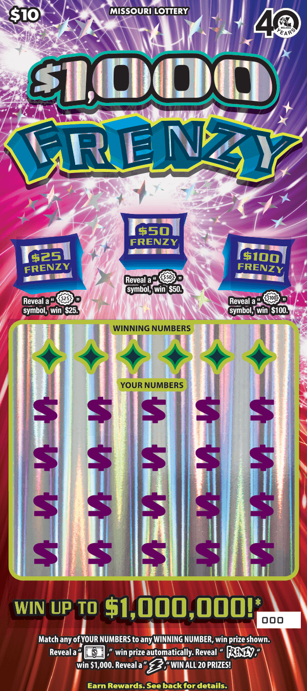 $1,000 FRENZY scratch-off ticket