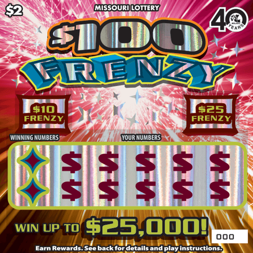 $100 FRENZY scratch-off ticket