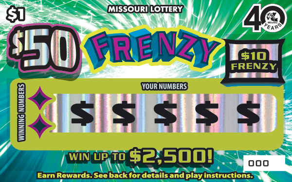 $50 FRENZY scratch-off ticket