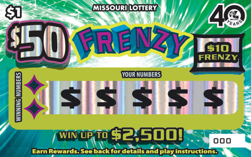 $50 FRENZY scratch-off ticket