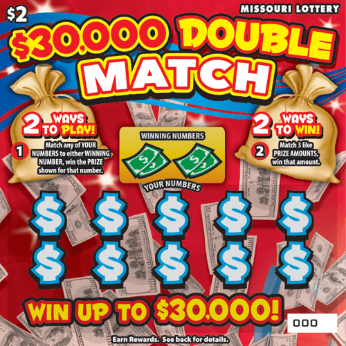 $30,000 DOUBLE MATCH scratch-off ticket