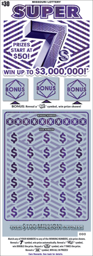 SUPER 7S scratch-off ticket