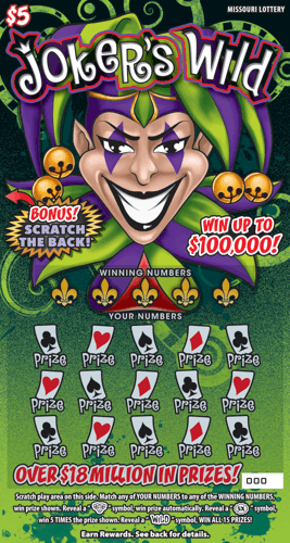 JOKERS WILD scratch-off ticket