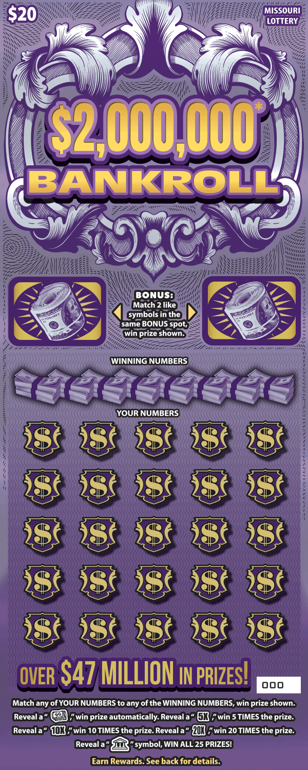 $2,000,000* BANKROLL scratch-off ticket
