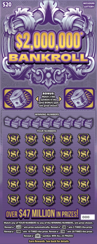 $2,000,000* BANKROLL scratch-off ticket