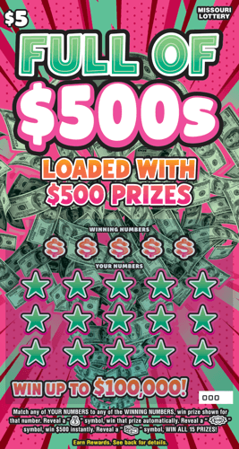 FULL OF $500S scratch-off ticket