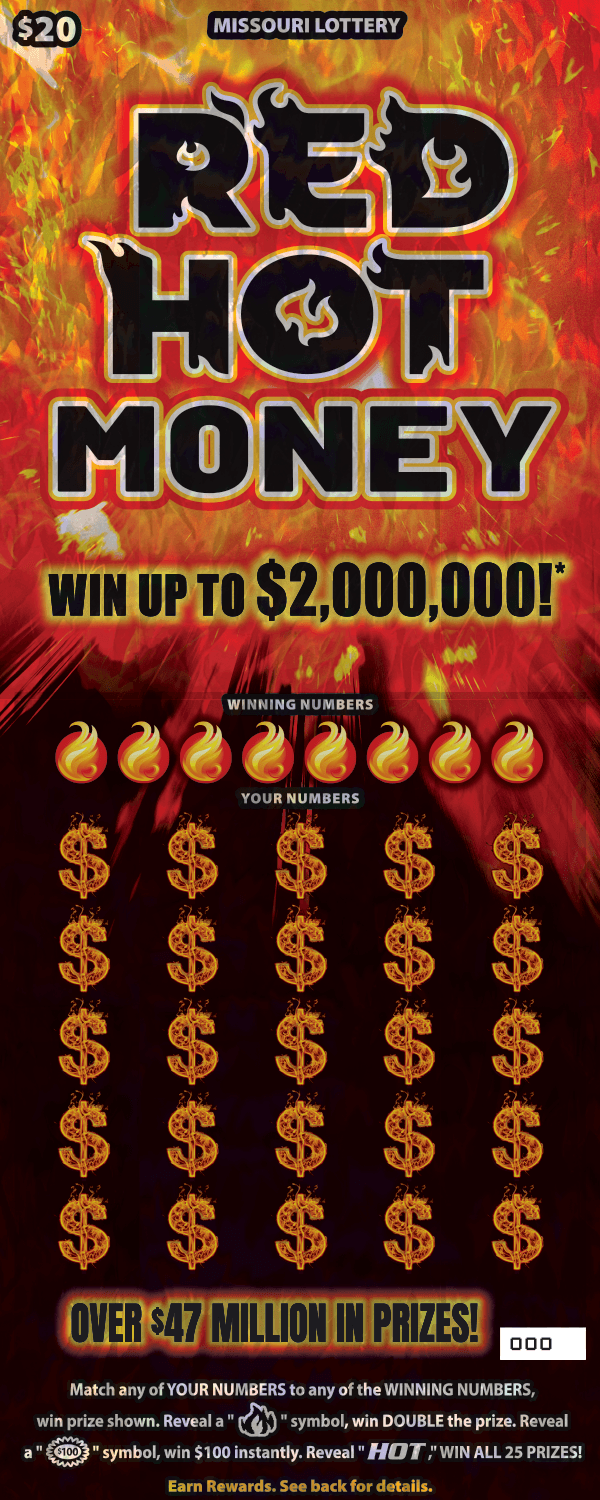 RED HOT MONEY scratch-off ticket