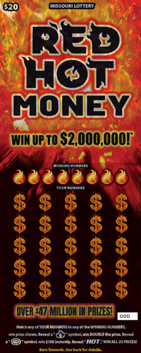 RED HOT MONEY scratch-off ticket